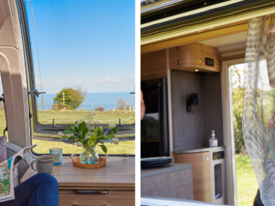 Images of a Family Inside a 2022 Bailey Unicorn V Caravan Model