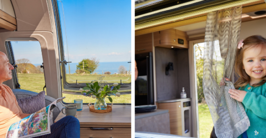Images of a Family Inside a 2022 Bailey Unicorn V Caravan Model